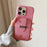 For iPhone 16 Pro Max Case with Card Slots Litchi Texture Leather + PET Phone Cover - Pink - 7