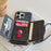 For iPhone 16 Pro Case Card Slots Mirror Design Jeans Cloth Texture PU Leather Back Cover with Strap - Black - 4