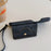 For iPhone 16 Pro Case Card Slots Mirror Design Jeans Cloth Texture PU Leather Back Cover with Strap - Black - 6