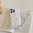 For iPhone 15 Pro Case Card Slots Mirror Design Jeans Cloth Texture PU Leather Back Cover with Strap - White - 2