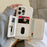 For iPhone 15 Pro Case Card Slots Mirror Design Jeans Cloth Texture PU Leather Back Cover with Strap - White - 6