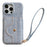 For iPhone 14 Pro Max Case Card Slots Mirror Design Jeans Cloth Texture PU Leather Back Cover with Strap - Baby Blue - 1