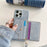 For iPhone 14 Pro Max Case Card Slots Mirror Design Jeans Cloth Texture PU Leather Back Cover with Strap - Baby Blue - 6