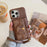 For iPhone 14 Pro Case Card Slots Mirror Design Jeans Cloth Texture PU Leather Back Cover with Strap - Light Brown - 3