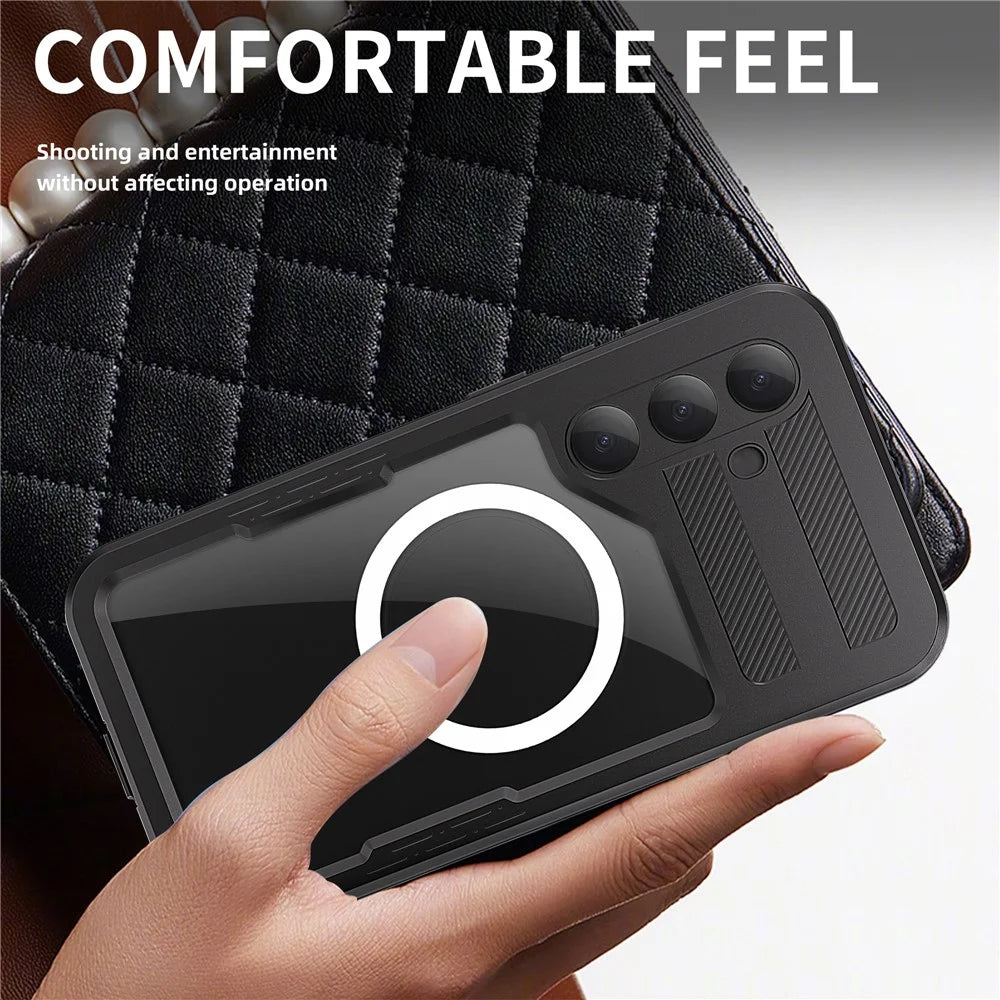 REDPEPPER For Samsung Galaxy S25+ IP68 Waterproof Magnetic Case Clear Phone Cover - Black - 4