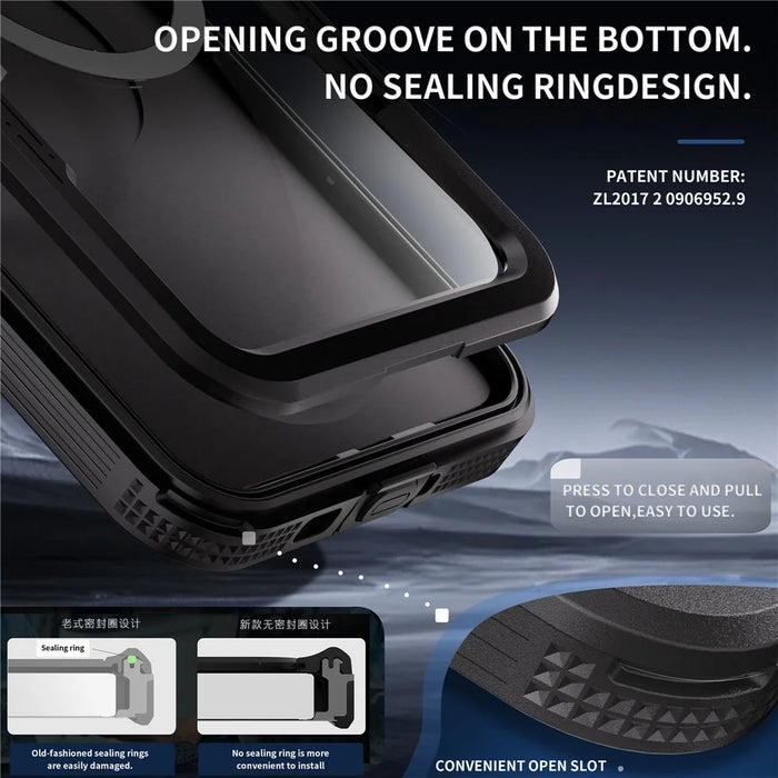 REDPEPPER For Samsung Galaxy S25+ IP68 Waterproof Magnetic Case Clear Phone Cover - Black - 6