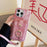 For iPhone 15 Pro Max Case Ring Kickstand Card Holder Jeans Cloth Texture PU Leather Back Cover with Strap - Pink - 2