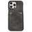 For iPhone 14 Pro Max Case Card Holder Jeans Cloth Texture PU Leather Back Cover - Black - 1