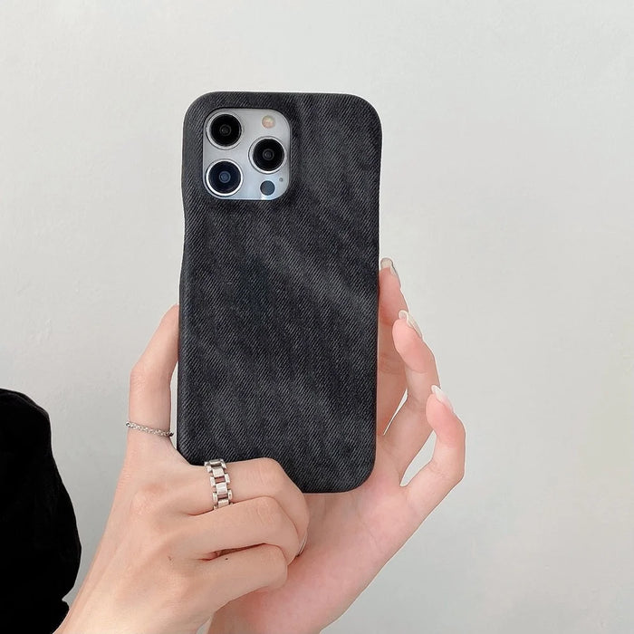 For iPhone 15 Pro Max Case Jeans Cloth Texture PU Leather + PET Back Cover - Black - 2