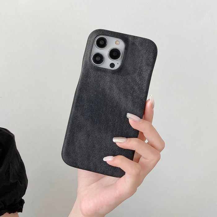 For iPhone 15 Pro Case Jeans Cloth Texture PU Leather + PET Back Cover - Black - 3