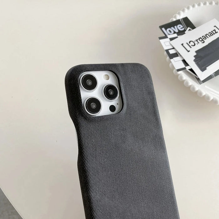 For iPhone 16 Pro Case Jeans Cloth Texture PU Leather + PET Back Cover - Black - 4