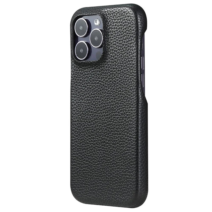 For iPhone 15 Pro Max Case Litchi Texture PU Leather PET Phone Back Cover - Black - 1