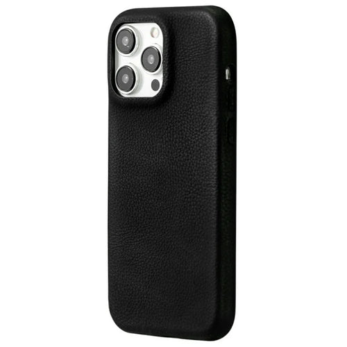 For iPhone 14 Pro Phone Case Skin Touch Litchi Texture Leather Coated PET Mobile Cover - Black - 1