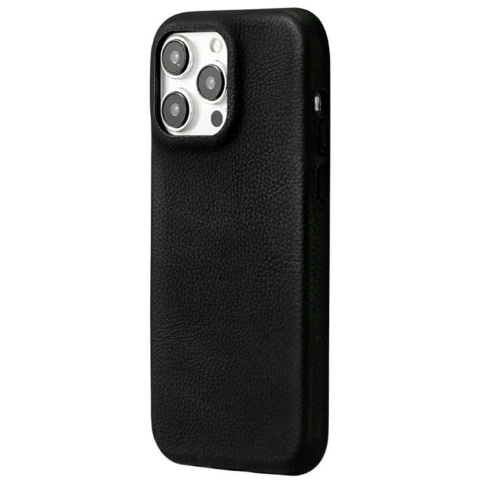 For iPhone 15 Pro Max Phone Case Skin Touch Litchi Texture Leather Coated PET Mobile Cover - Black - 1