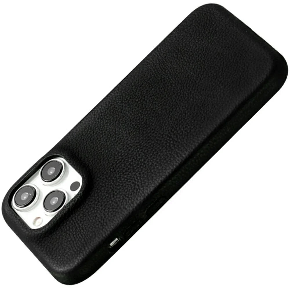 For iPhone 16 Pro Max Phone Case Skin Touch Litchi Texture Leather Coated PET Mobile Cover - Black - 2