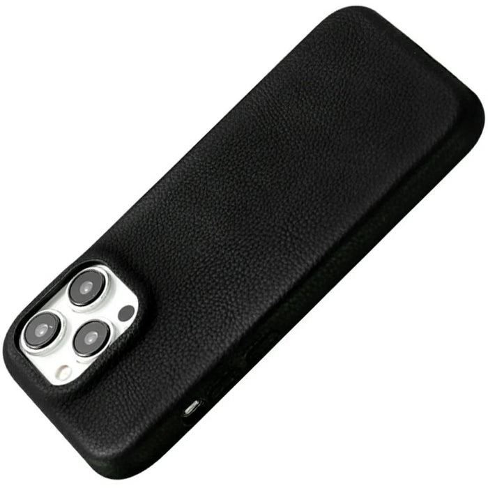 For iPhone 16 Pro Phone Case Skin Touch Litchi Texture Leather Coated PET Mobile Cover - Black - 2