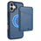 For iPhone 16 Case Compatible with MagSafe Detachable Card Holder Kickstand Leather Phone Back Cover - Blue - 1