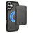 For iPhone 16 Plus Case Compatible with MagSafe Detachable Card Holder Kickstand Leather Phone Back Cover - Black - 1