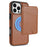 For iPhone 16 Pro Case Compatible with MagSafe Detachable Card Holder Kickstand Leather Phone Back Cover - Brown - 1