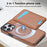 For iPhone 16 Pro Case Compatible with MagSafe Detachable Card Holder Kickstand Leather Phone Back Cover - Brown - 6