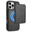 For iPhone 16 Pro Max Case Compatible with MagSafe Detachable Card Holder Kickstand Leather Phone Back Cover - Black - 1