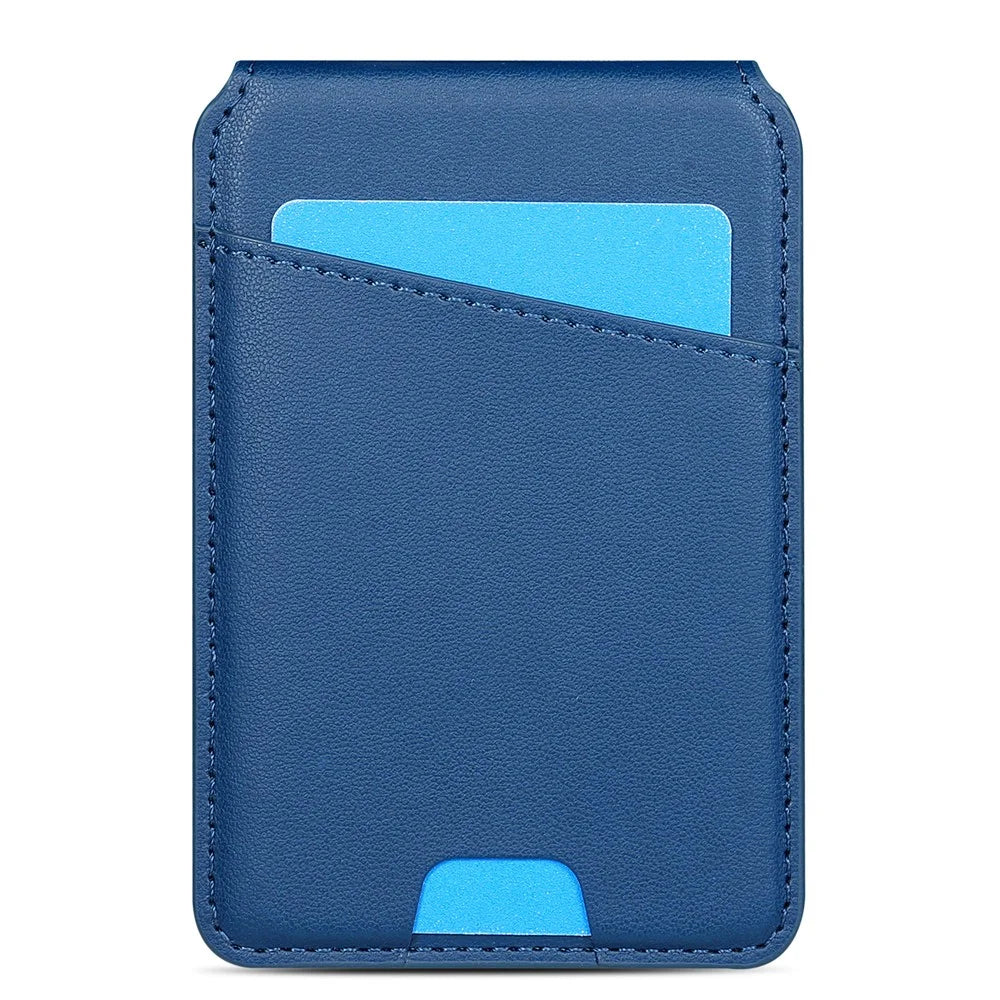 For iPhone 14 Case Compatible with MagSafe Detachable Card Holder Kickstand Leather Phone Back Cover - Blue - 7