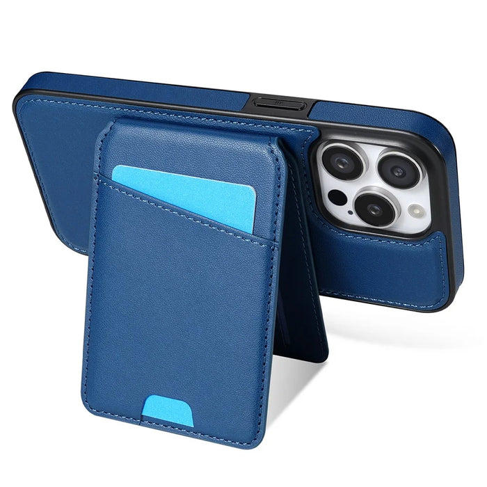 For iPhone 14 Pro Case Compatible with MagSafe Detachable Card Holder Kickstand Leather Phone Back Cover - Blue - 5