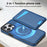 For iPhone 14 Pro Case Compatible with MagSafe Detachable Card Holder Kickstand Leather Phone Back Cover - Blue - 6