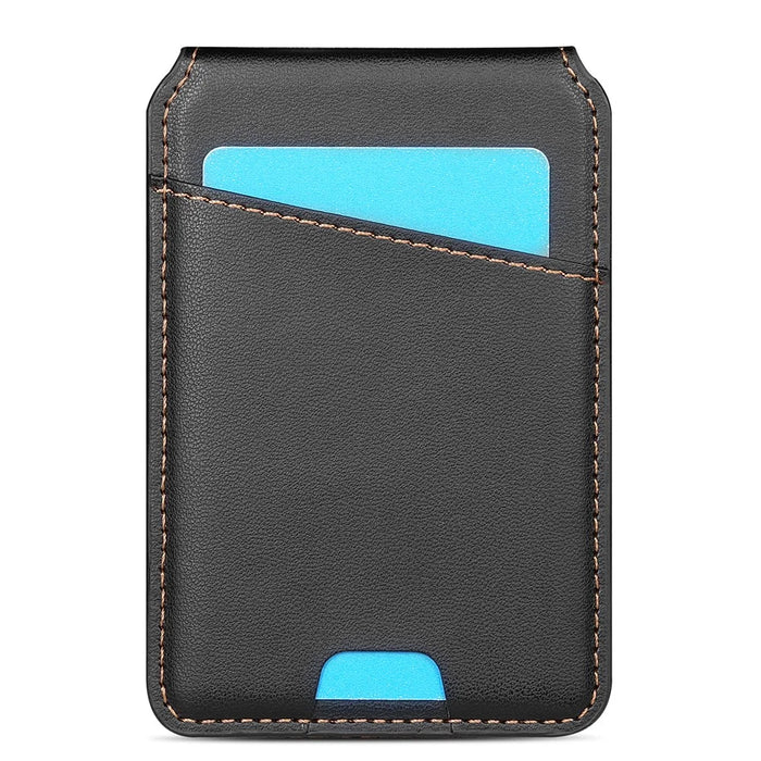 For iPhone 13 Case Compatible with MagSafe Detachable Card Holder Kickstand Leather Phone Back Cover - Black - 6