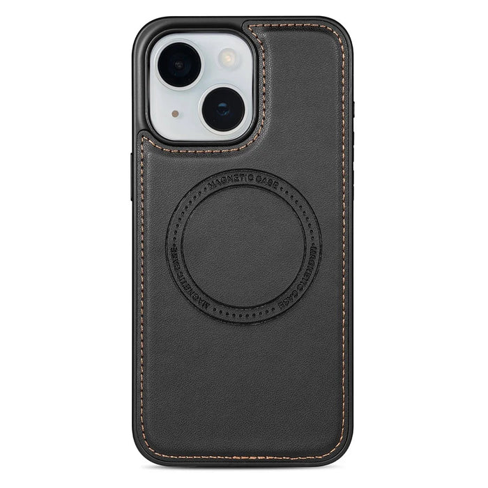 For iPhone 13 Case Compatible with MagSafe Detachable Card Holder Kickstand Leather Phone Back Cover - Black - 7