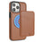 For iPhone 13 Pro Case Compatible with MagSafe Detachable Card Holder Kickstand Leather Phone Back Cover - Brown - 1