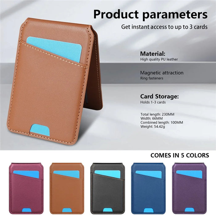 For iPhone 13 Pro Case Compatible with MagSafe Detachable Card Holder Kickstand Leather Phone Back Cover - Brown - 7