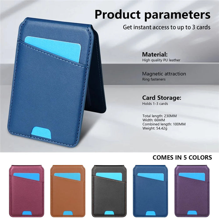 For iPhone 13 Pro Max Case Compatible with MagSafe Detachable Card Holder Kickstand Leather Phone Back Cover - Blue - 7