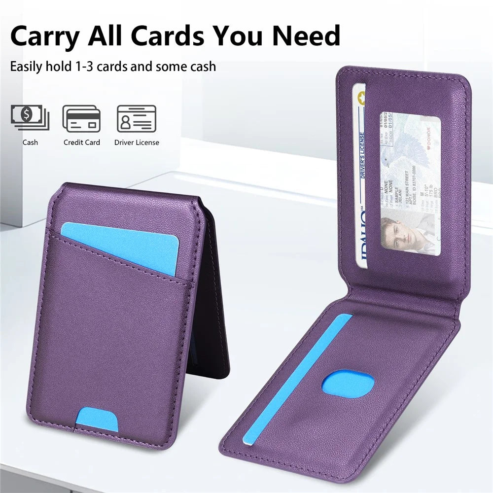 For Samsung Galaxy A55 5G Magnetic Case Detachable Card Holder Kickstand Leather Phone Back Cover - Purple - 7
