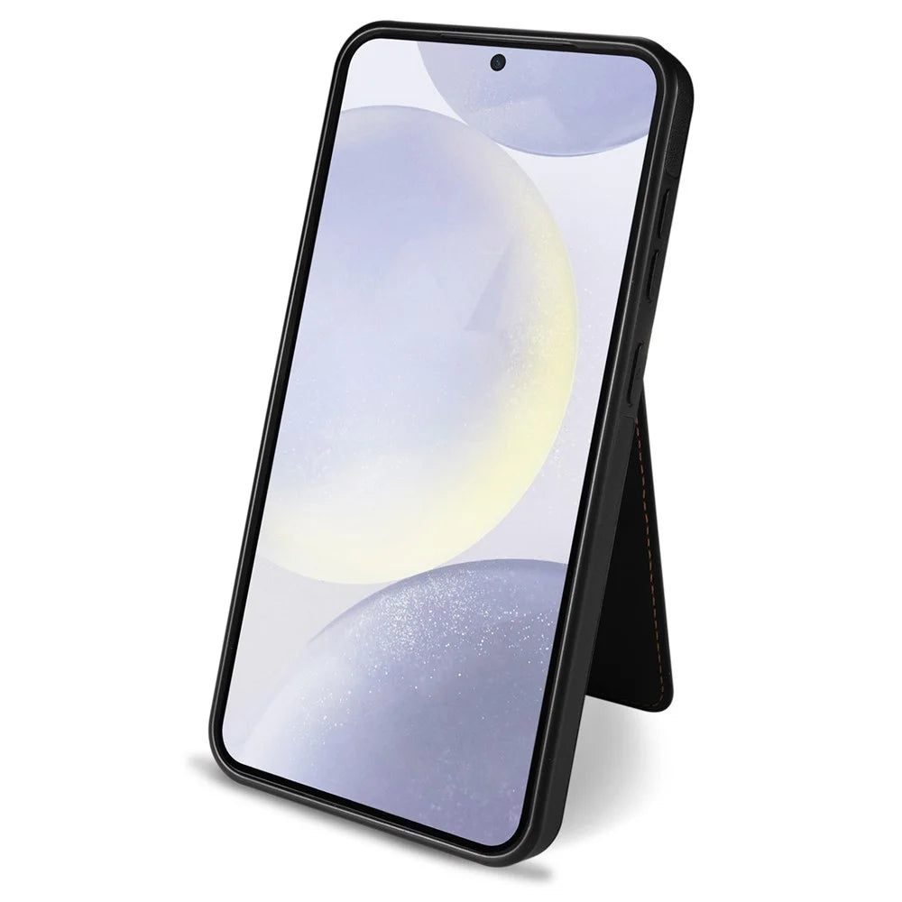 For Samsung Galaxy A16 4G / 5G Magnetic Case Detachable Card Holder Kickstand Leather Phone Back Cover - Black - 3