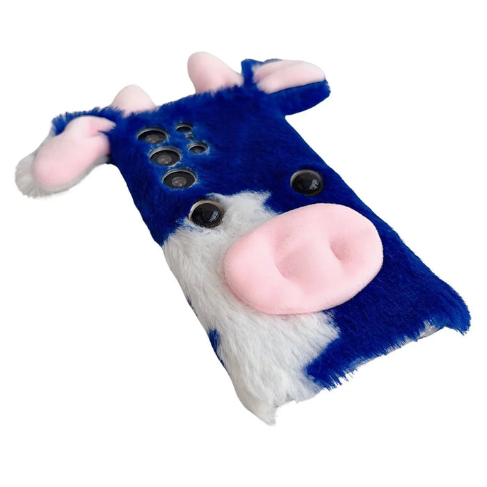 For Samsung Galaxy S25 Ultra Case Fluffy Cows Ear Soft TPU Protective Phone Cover - Blue - 2