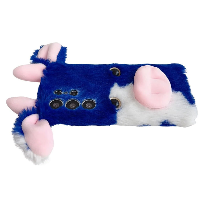 For Samsung Galaxy S25 Ultra Case Fluffy Cows Ear Soft TPU Protective Phone Cover - Blue - 4