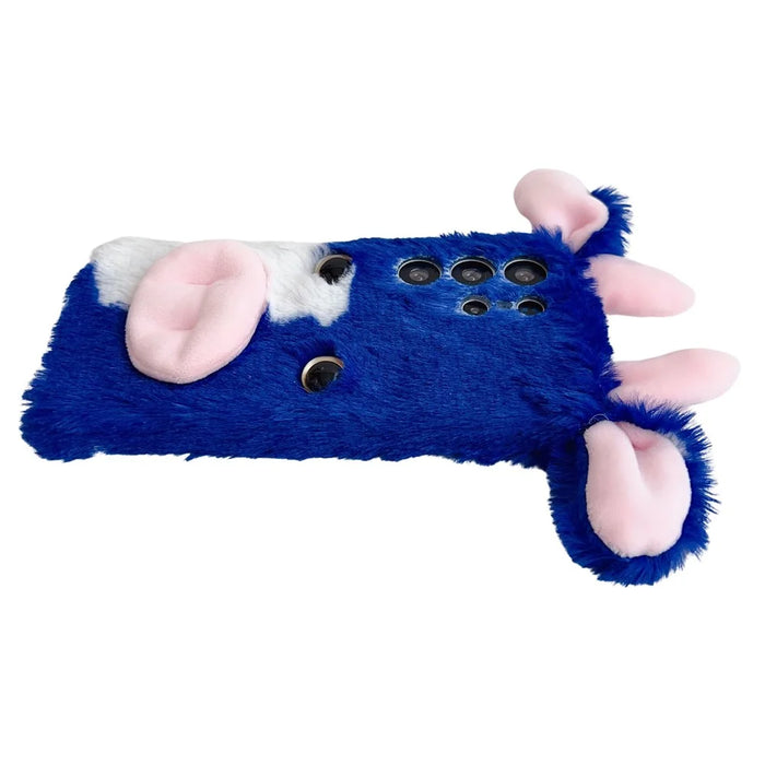 For Samsung Galaxy S25 Ultra Case Fluffy Cows Ear Soft TPU Protective Phone Cover - Blue - 5