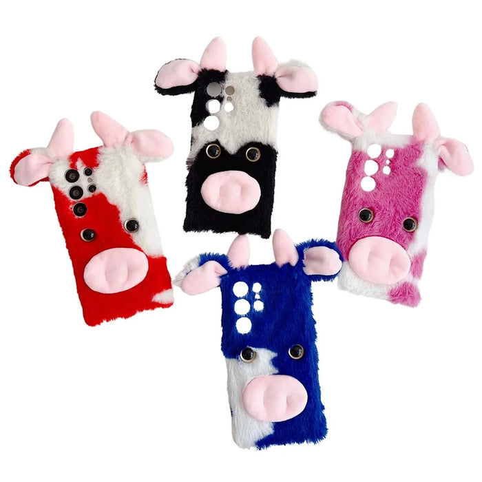 For Samsung Galaxy S25 Ultra Case Fluffy Cows Ear Soft TPU Protective Phone Cover - Blue - 6
