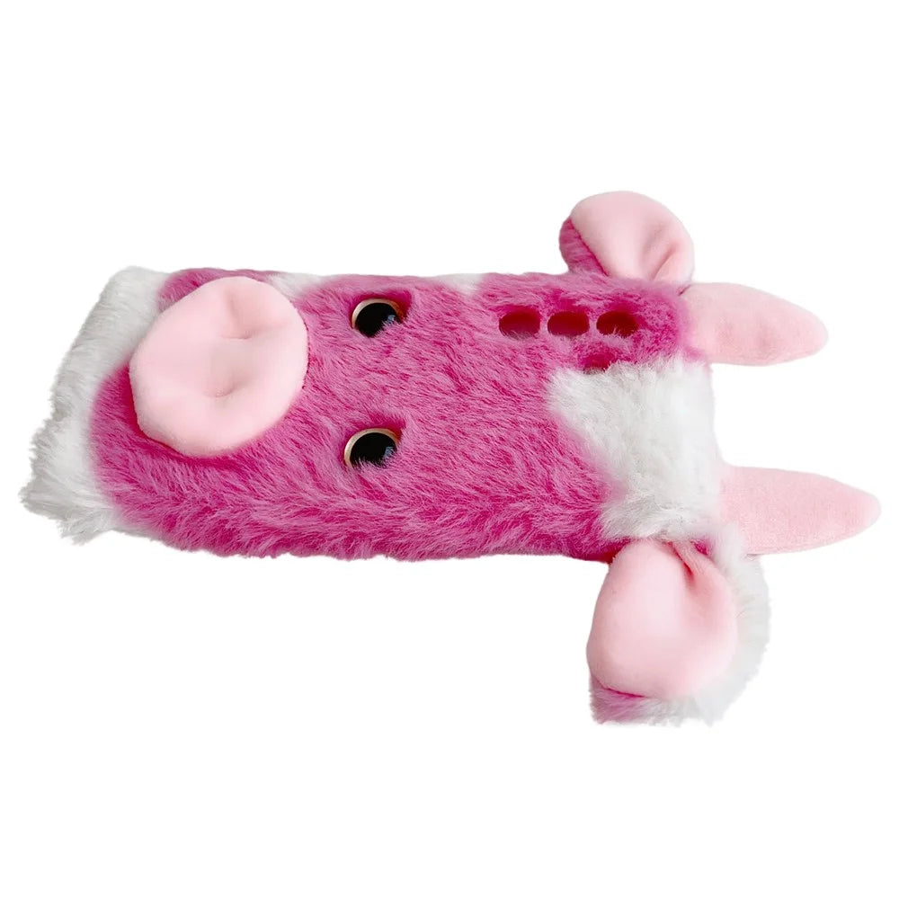 For Samsung Galaxy A26 5G Case Fluffy Cows Ear Soft TPU Protective Phone Cover - Rose - 4