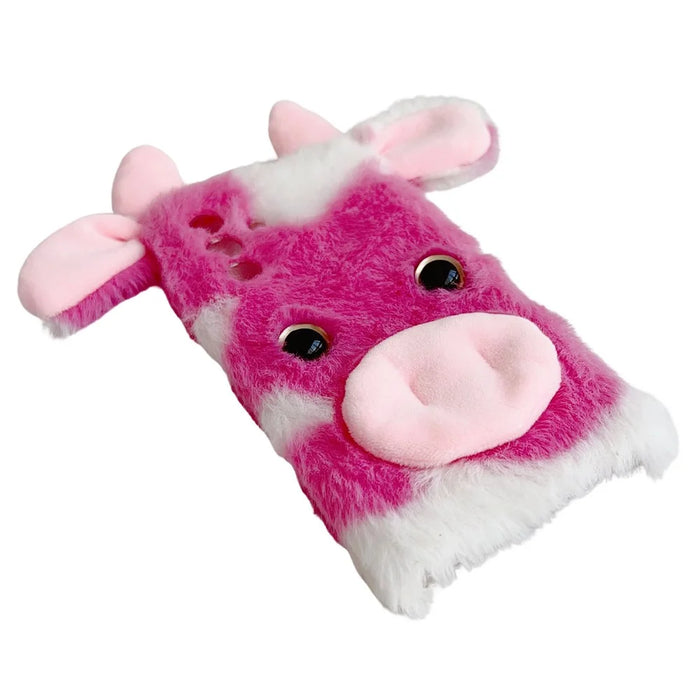 For Samsung Galaxy A56 5G Case Fluffy Cows Ear Soft TPU Protective Phone Cover - Rose - 2