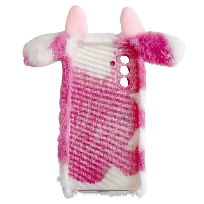 For Samsung Galaxy A56 5G Case Fluffy Cows Ear Soft TPU Protective Phone Cover - Rose - 6
