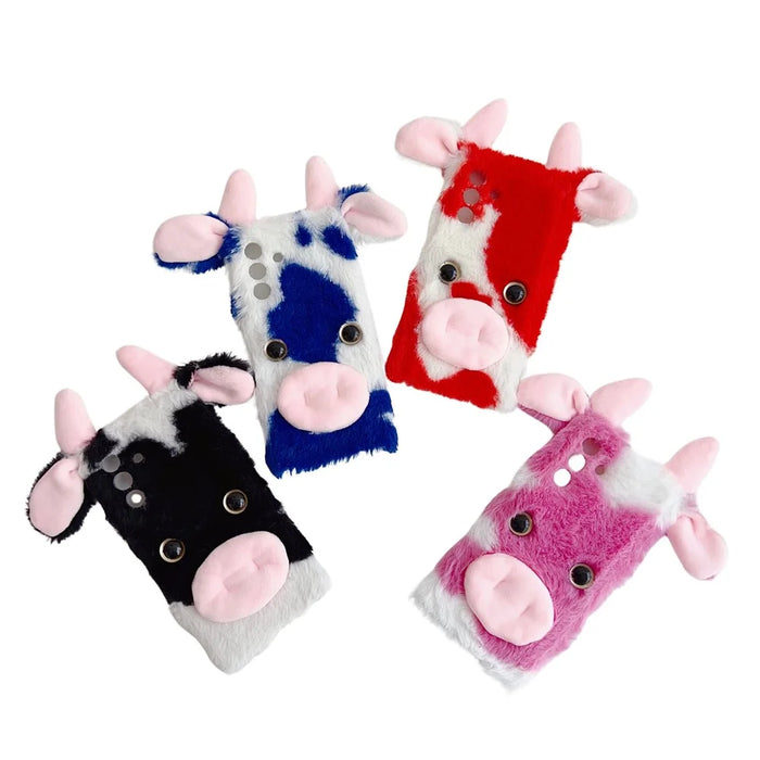 For Samsung Galaxy A56 5G Case Fluffy Cows Ear Soft TPU Protective Phone Cover - Rose - 7