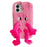 For iPhone 16 Plus Fluffy Phone Case Long Leg Expressive Eye TPU Mobile Cover - Rose - 1