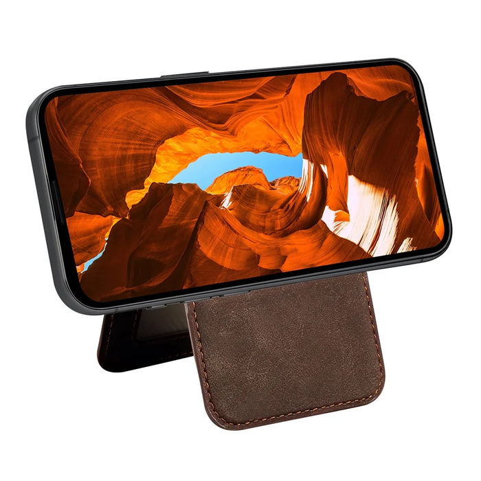 ESEBLE E2 For iPhone 14 Pro Magnetic Case RFID Blocking Retro Leather Back Cover with Detachable Card Holder - Coffee - 3