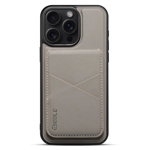 ESEBLE E3 For iPhone 15 Pro Magnetic Case with Detachable Card Holder Leather + TPU RFID Blocking Phone Cover - Grey - 2