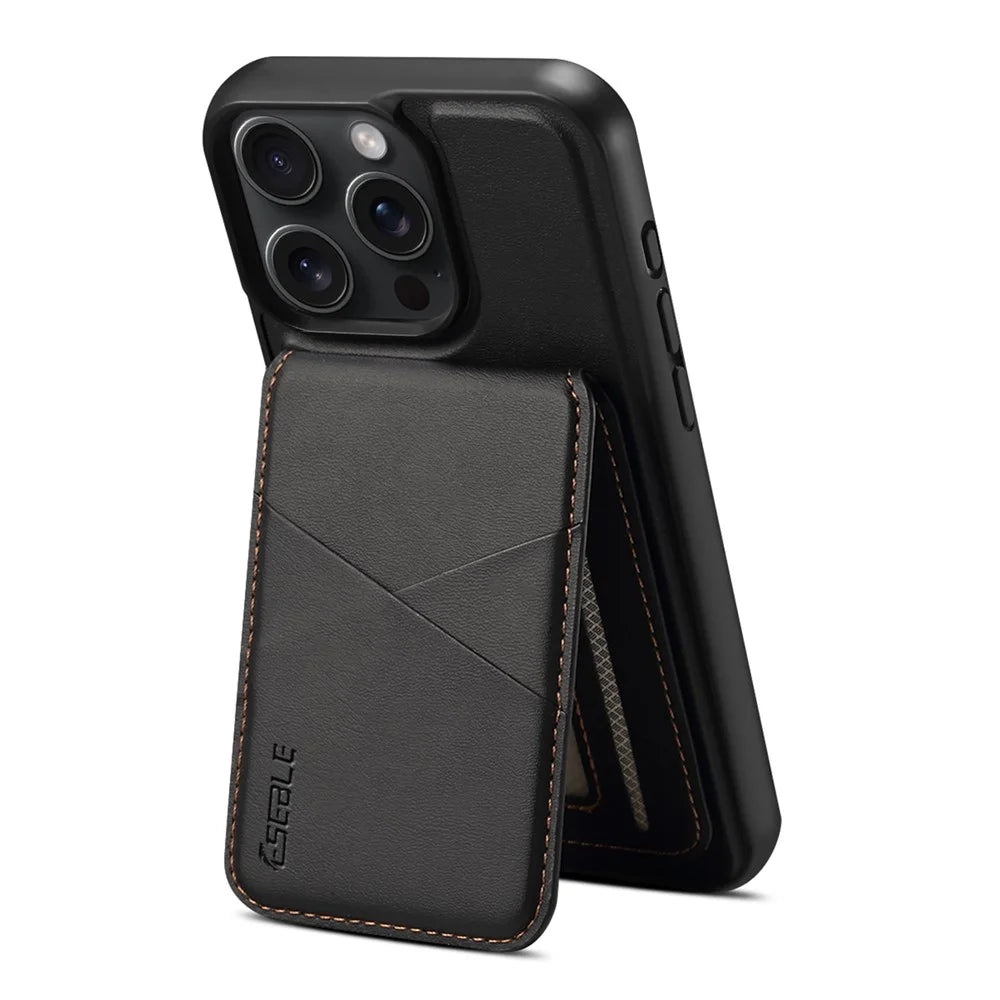 ESEBLE E3 For iPhone 14 Pro Max Magnetic Case with Detachable Card Holder Leather + TPU RFID Blocking Phone Cover - Black - 4