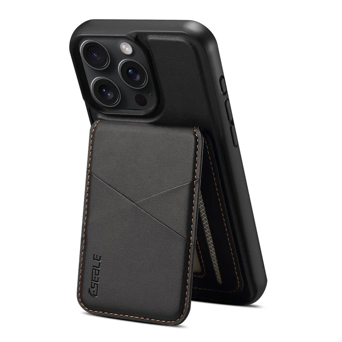 ESEBLE E3 For iPhone 14 Pro Max Magnetic Case with Detachable Card Holder Leather + TPU RFID Blocking Phone Cover - Black - 4