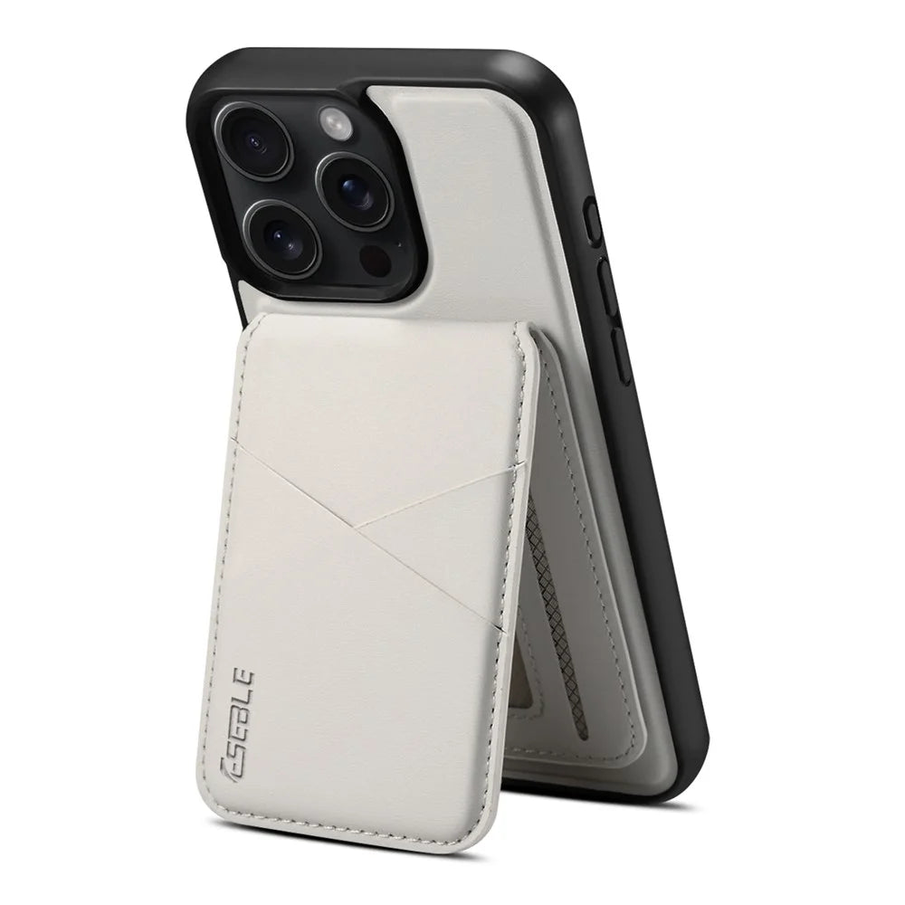 ESEBLE E3 For iPhone 14 Pro Magnetic Case with Detachable Card Holder Leather + TPU RFID Blocking Phone Cover - White - 4
