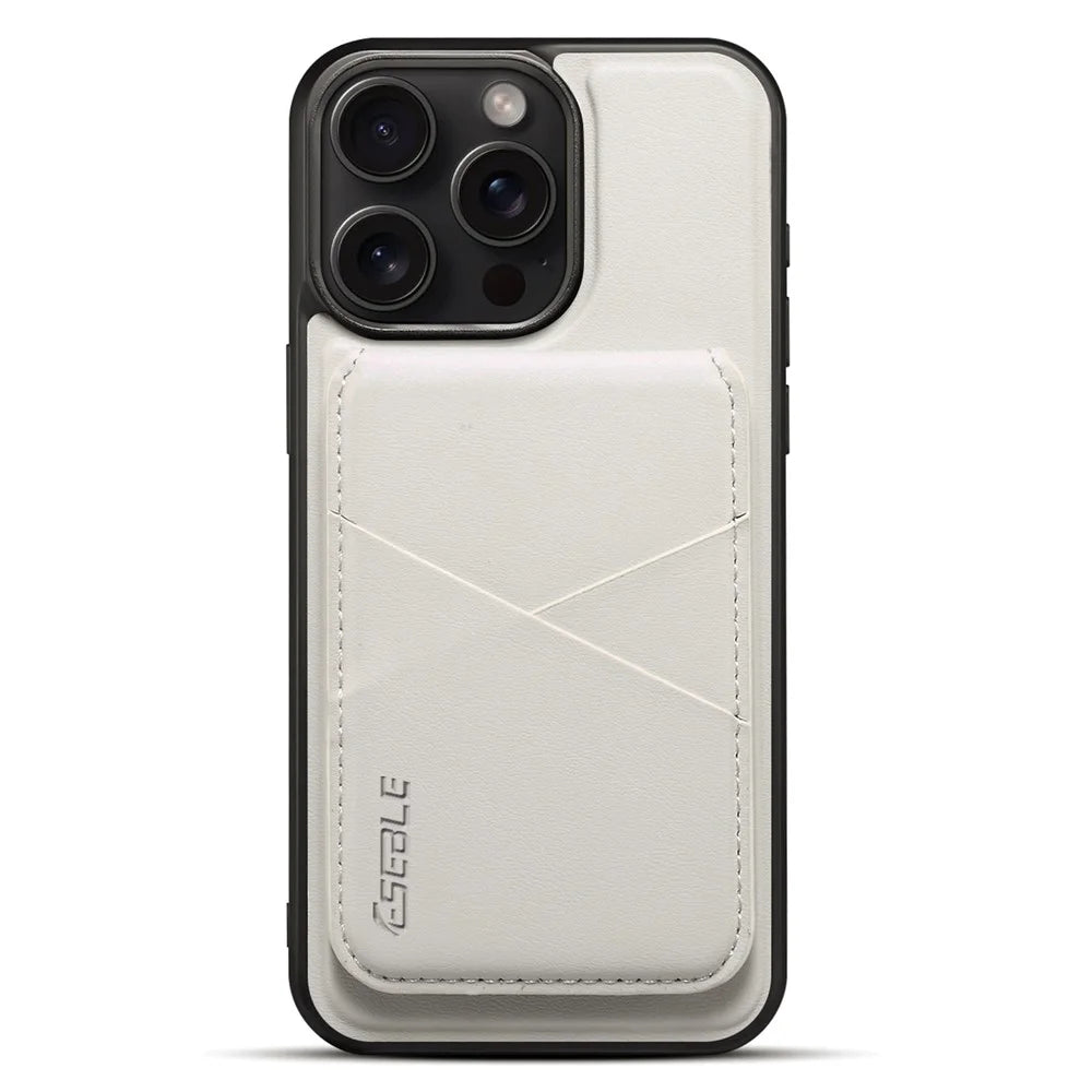 ESEBLE E3 For iPhone 16 Pro Max Magnetic Case with Detachable Card Holder Leather + TPU RFID Blocking Phone Cover - White - 2